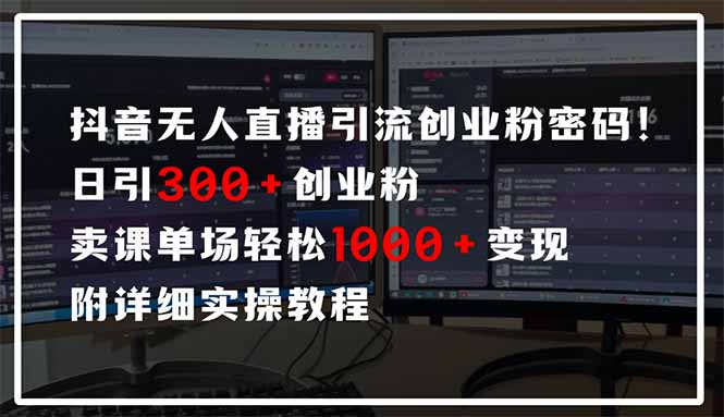 抖音无人直播引流密码!日引300+创业粉 单场轻松1000+变现 附详细实操教程-网创星球