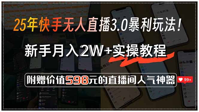 25年快手无人直播3.0暴利玩法!,新手月入2W+实操教程,附赠价值598元...-网创星球