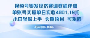视频号银发经济赛道单账号实操单日实收1k+,小白轻松上手长期项目-网创星球