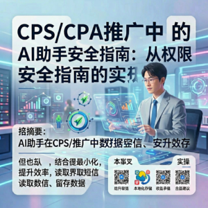 CPS/CPA推广中的AI助手安全指南：从权限授予到数据留存的实操-网创星球