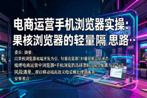 电商运营手机浏览器实操:果核浏览器的轻量化配置与账号隔离思路-网创星球