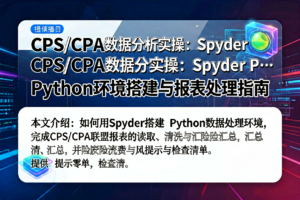 CPS/CPA数据分析实操:Spyder Python环境搭建与报表处理指南-网创星球