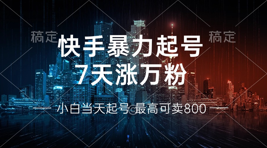 快手暴力起号，7天涨万粉，小白当天起号 多种变现方式，账号回收，单月…-网创星球