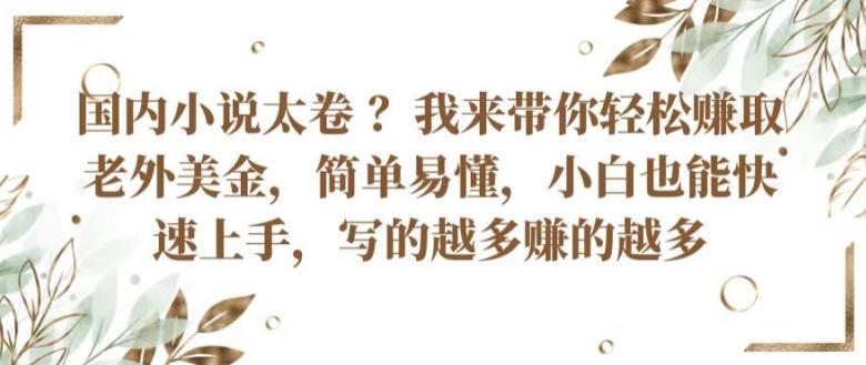 国内小说太卷 ?带你轻松赚取老外美金,简单易懂,小白也能快速上手,写的越多赚的越多【揭秘】
