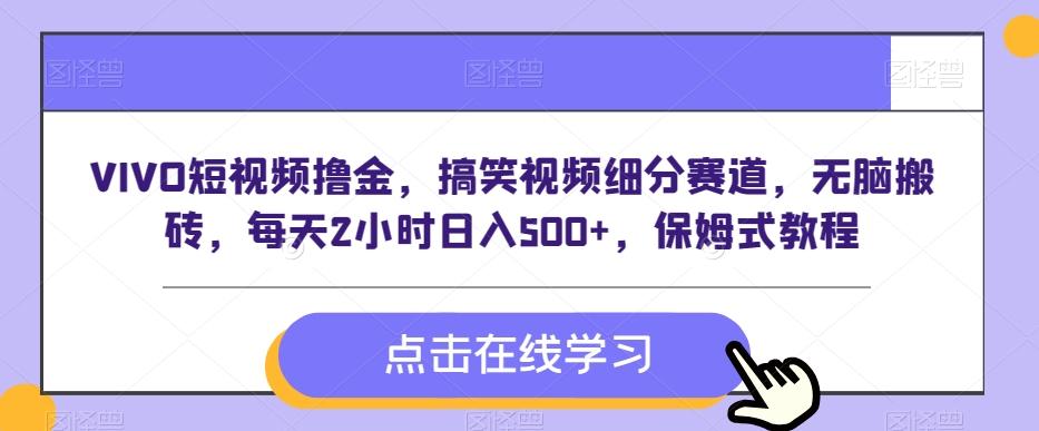 VIVO短视频撸金，搞笑视频细分赛道，无脑搬砖，每天2小时日入500+，保姆式教程-网创星球