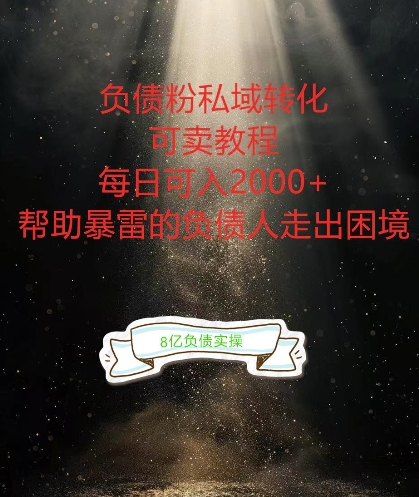 负债粉掘金计划，帮助负债者解决问题，债务规划，债务重组，最好的变现方式【揭秘】-网创星球
