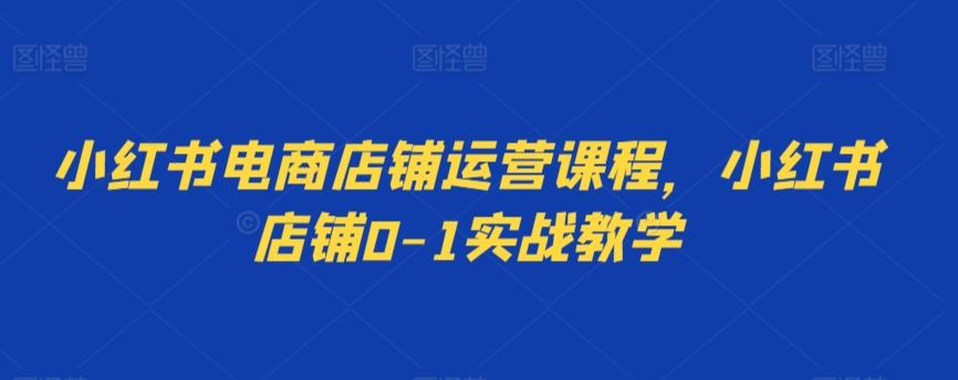 小红书电商店铺运营课程,小红书店铺0-1实战教学