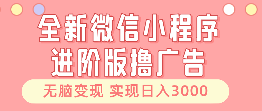 全新微信小程序进阶版撸广告 无脑变现睡后也有收入 日入3000＋-网创星球