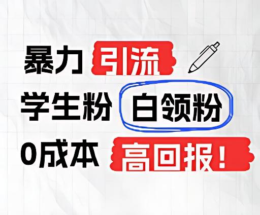 暴力引流学生粉白领粉,吊打以往垃圾玩法,0成本,高回报-网创星球