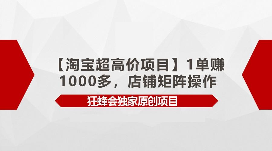 【淘宝超高价项目】1单赚1000多,店铺矩阵操作-网创星球