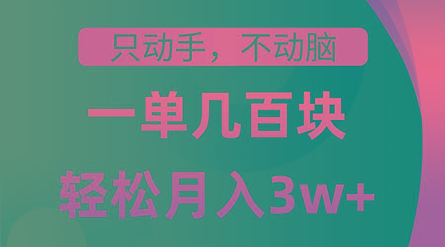 只动手不动脑，一单几百块，轻松月入3w+，看完就能直接操作，详细教程-网创星球