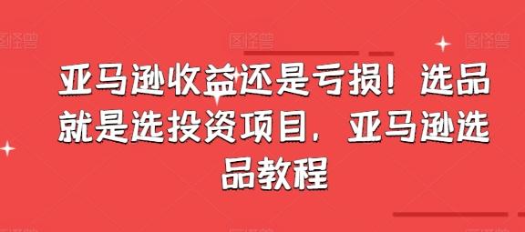亚马逊收益还是亏损!选品就是选投资项目,亚马逊选品教程-网创星球