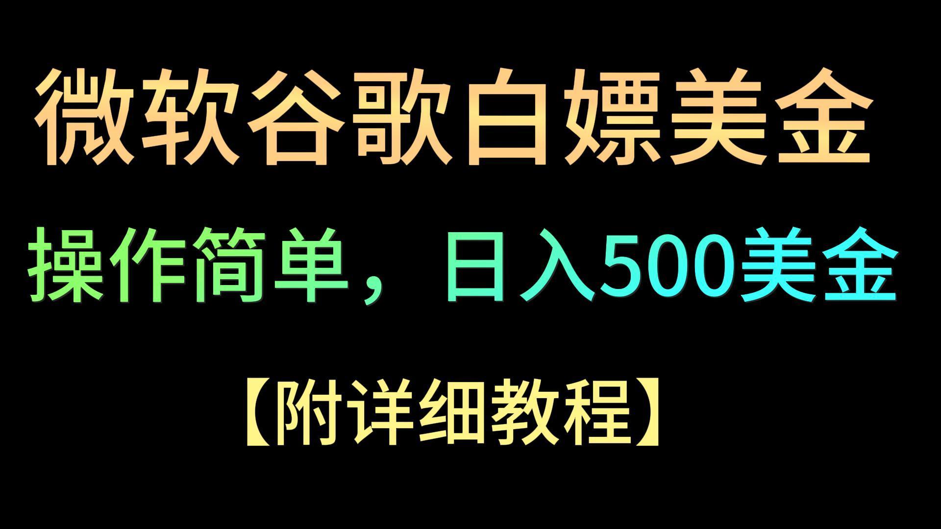 微软谷歌项目3.0，轻松日赚500+美金，操作简单，小白也可轻松入手！-网创星球
