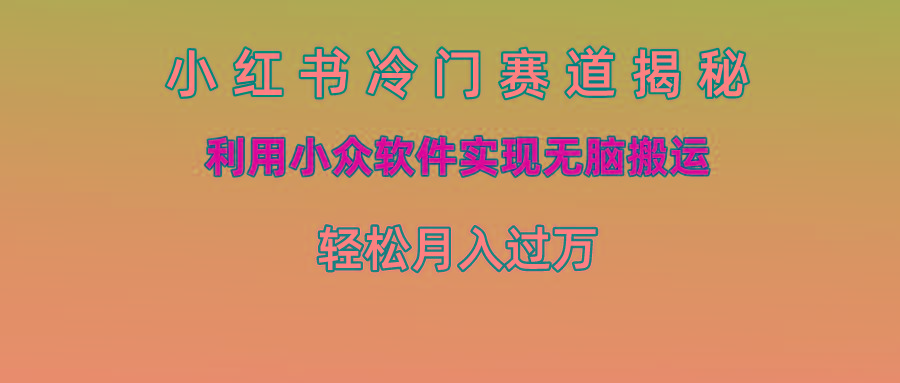 小红书冷门赛道揭秘,利用小众软件实现无脑搬运,轻松月入过万-网创星球