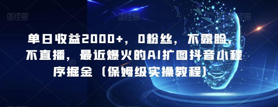 单日收益2000+,0粉丝,不露脸,不直播,最近爆火的AI扩图抖音小程序掘金(保姆级实操教程)