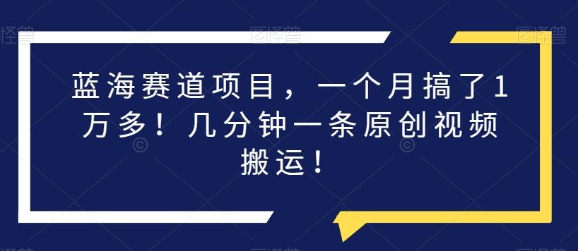 蓝海赛道项目,一个月搞了1万多!几分钟一条原创视频搬运!