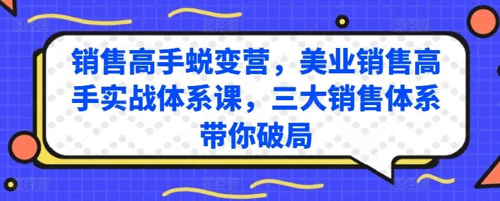 销售高手蜕变营，美业销售高手实战体系课，三大销售体系带你破局-网创星球
