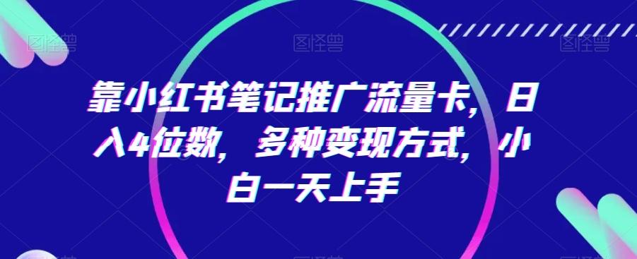 靠小红书笔记推广流量卡，日入4位数，多种变现方式，小白一天上手-网创星球